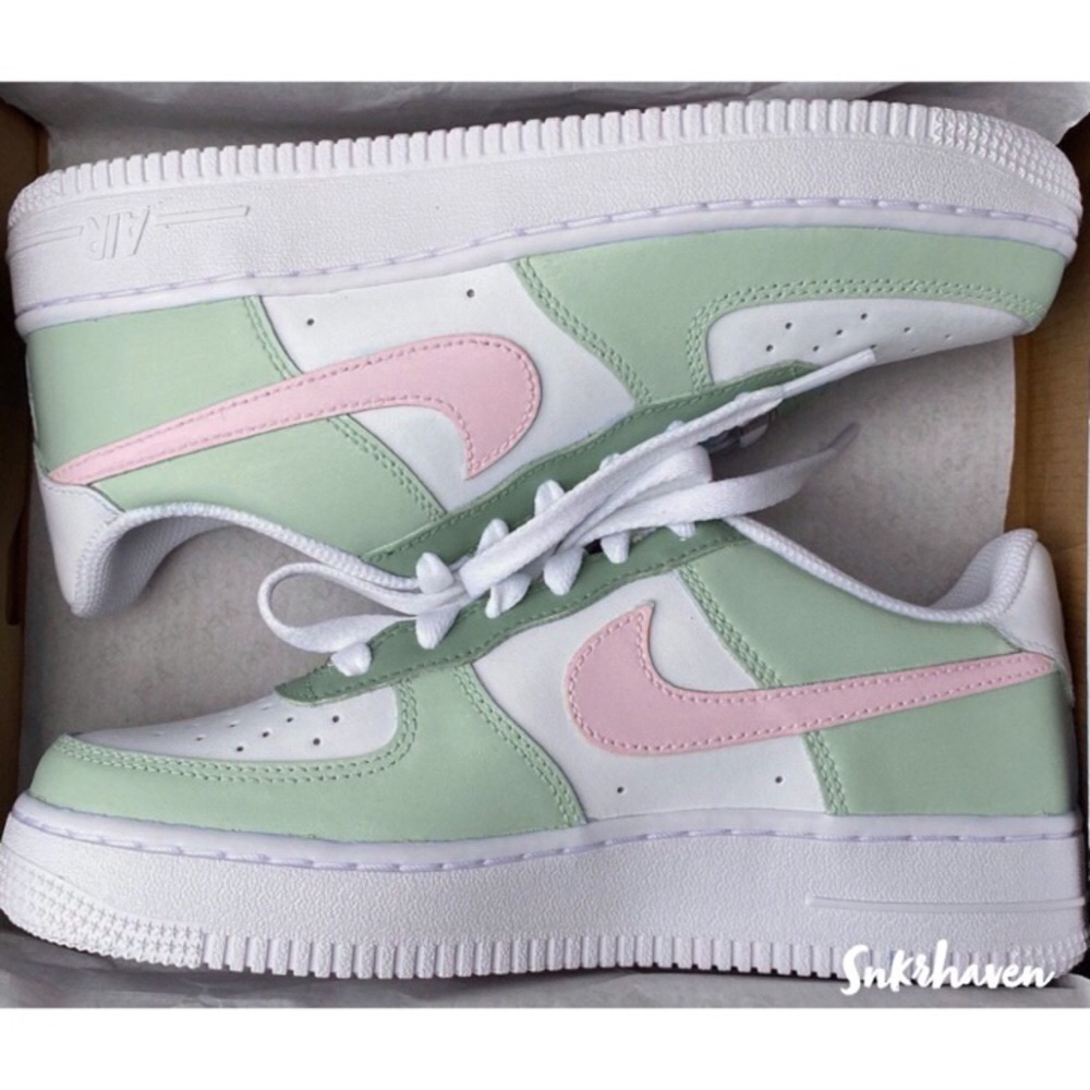 Nike Green Pink Custom 1s